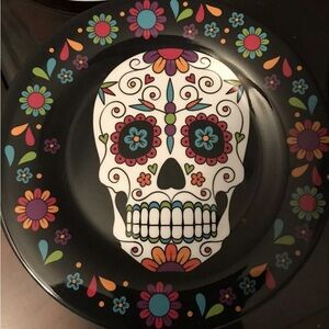 Colorful Melamine Sugar Skull Decorative Plates- 4